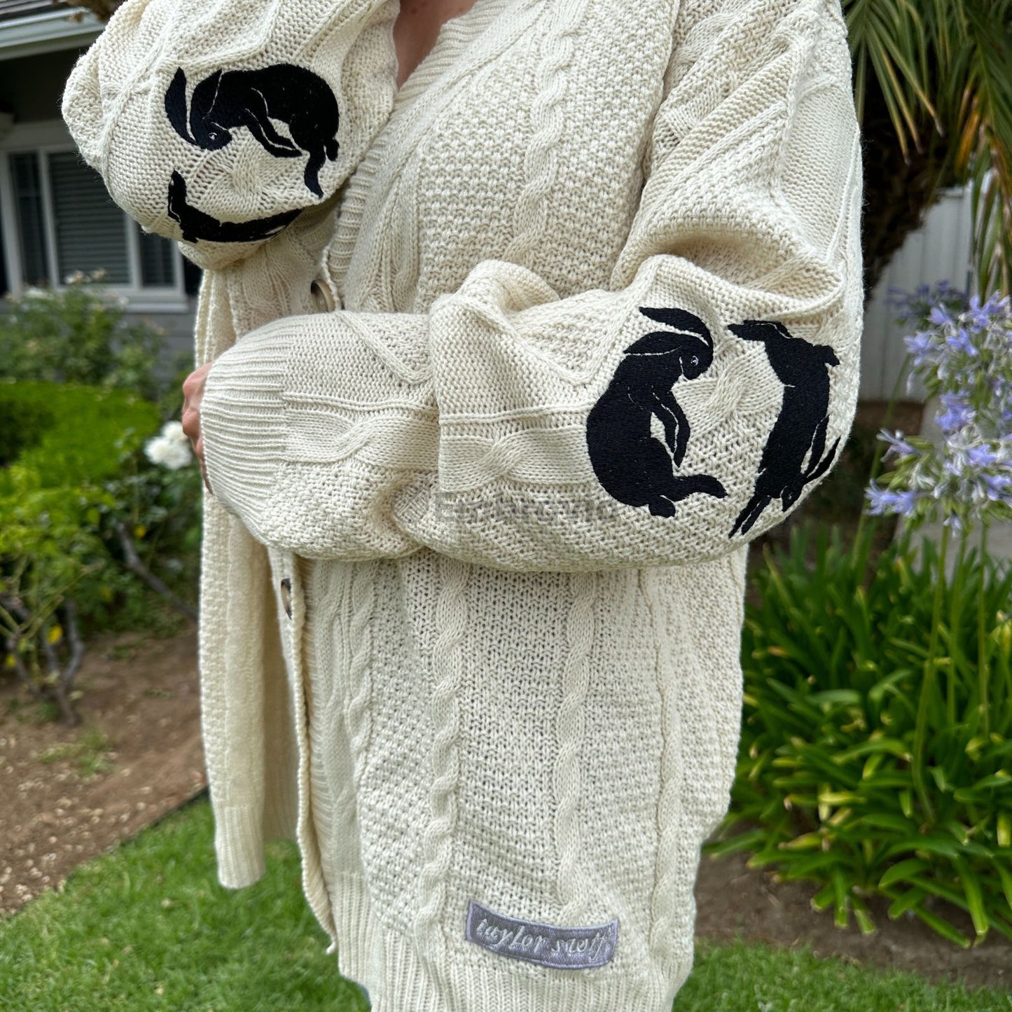 Taylor Swift Inspired Bunny Knit Cardigan – Harry Styles Embroidered