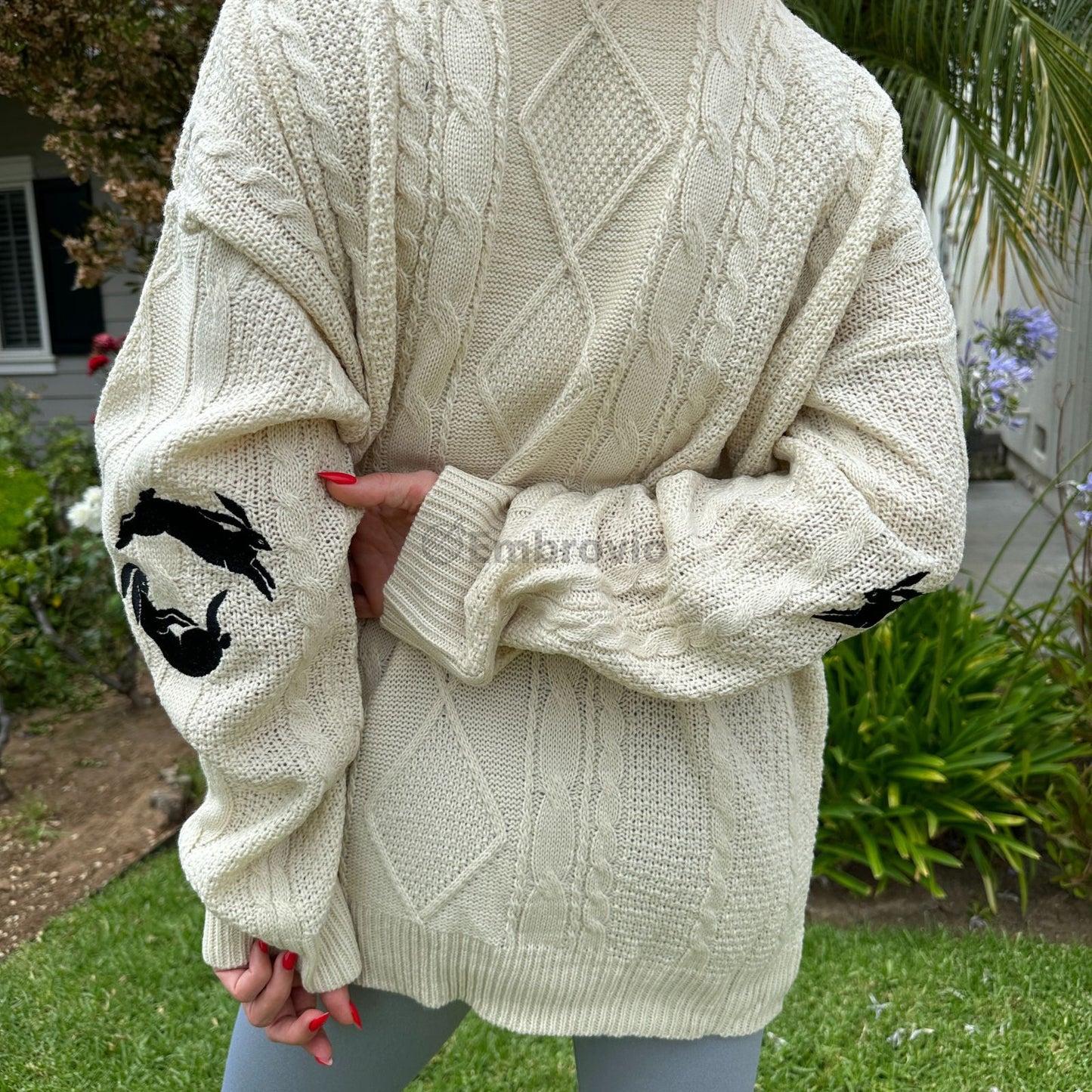 Taylor Swift Inspired Bunny Knit Cardigan – Harry Styles Embroidered