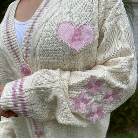Taylor Swift ur my love Inspired Cardigan – Green 3 Star Embroidered Knit