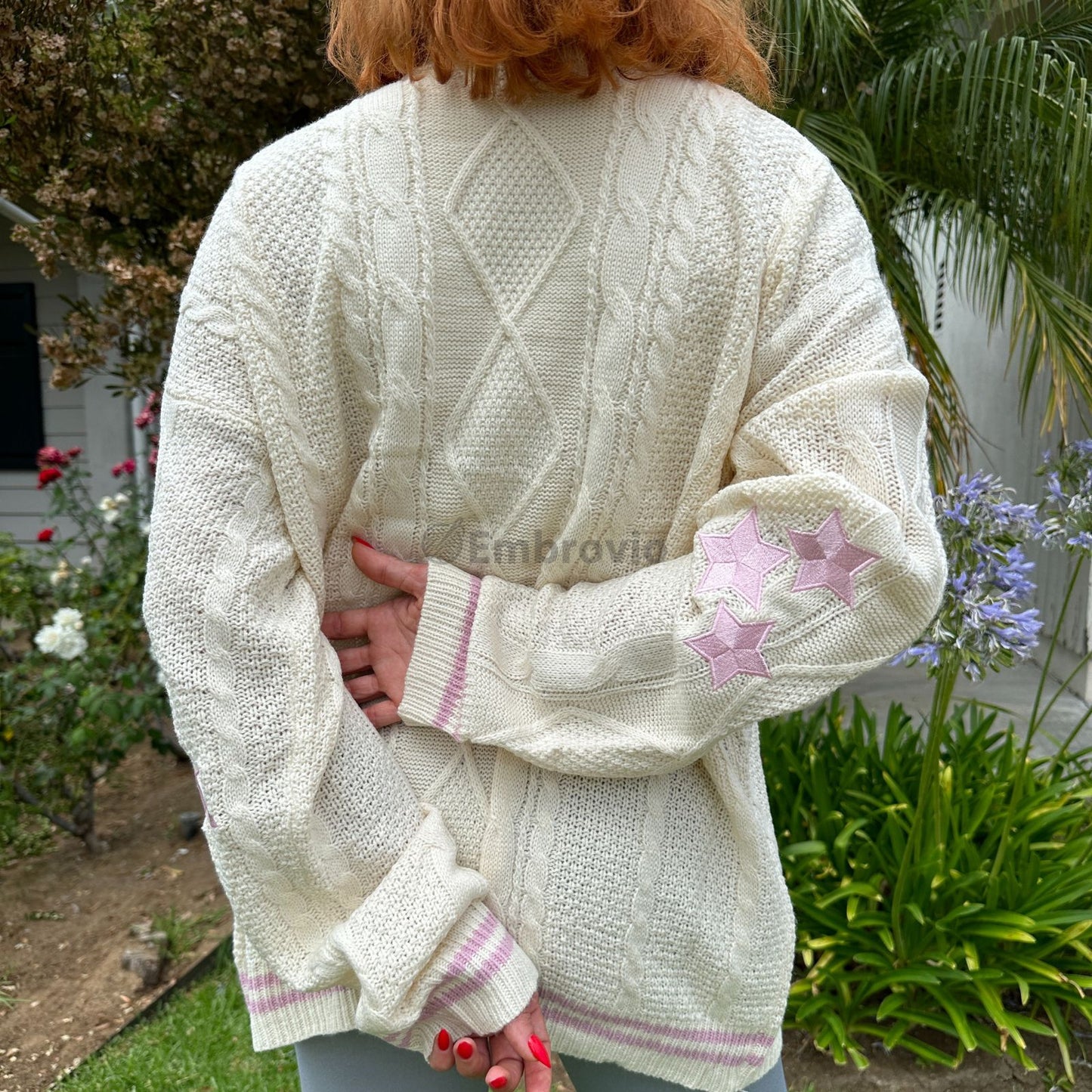 Taylor Swift “Ur My Lover” Album Inspired Cardigan – Pink 4 Star Embroidered